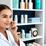 **

A woman in a modest skincare consultation setting, perhaps a bright, modern bathroom. She is fully clothed, wearing comfortable loungewear. She's holding a small AI skin analyzer device to her face. The background includes skincare products on a shelf. Perfect anatomy, correct proportions, natural pose, well-formed hands, proper finger count. High quality, professional photography, safe for work, appropriate content, fully clothed, professional.

**