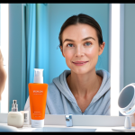 디지털 뷰티 제품의 혁신 - Smart Skincare Device at Home**

"A woman in her late 20s, fully clothed in comfortable loungewear, ...